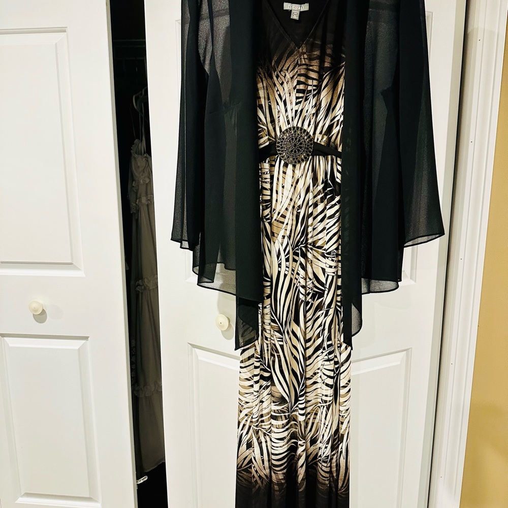 Roz & Ali Black and Brown Maxi Dress